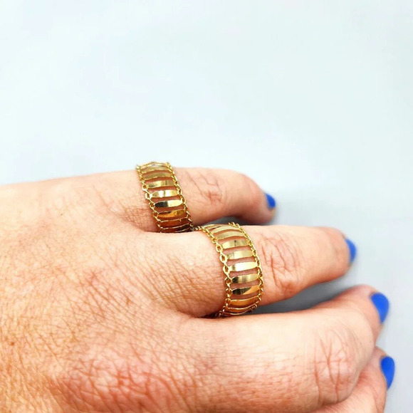 Sterling Silver Gold Plated Ladder  Rings Size 8 - Picture 2 of 8